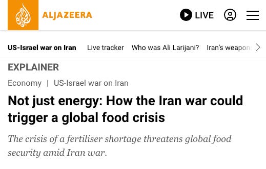 Not just energy: How the Iran war could trigger a global food crisis Not just energy: How the Iran war could trigger a global food crisis