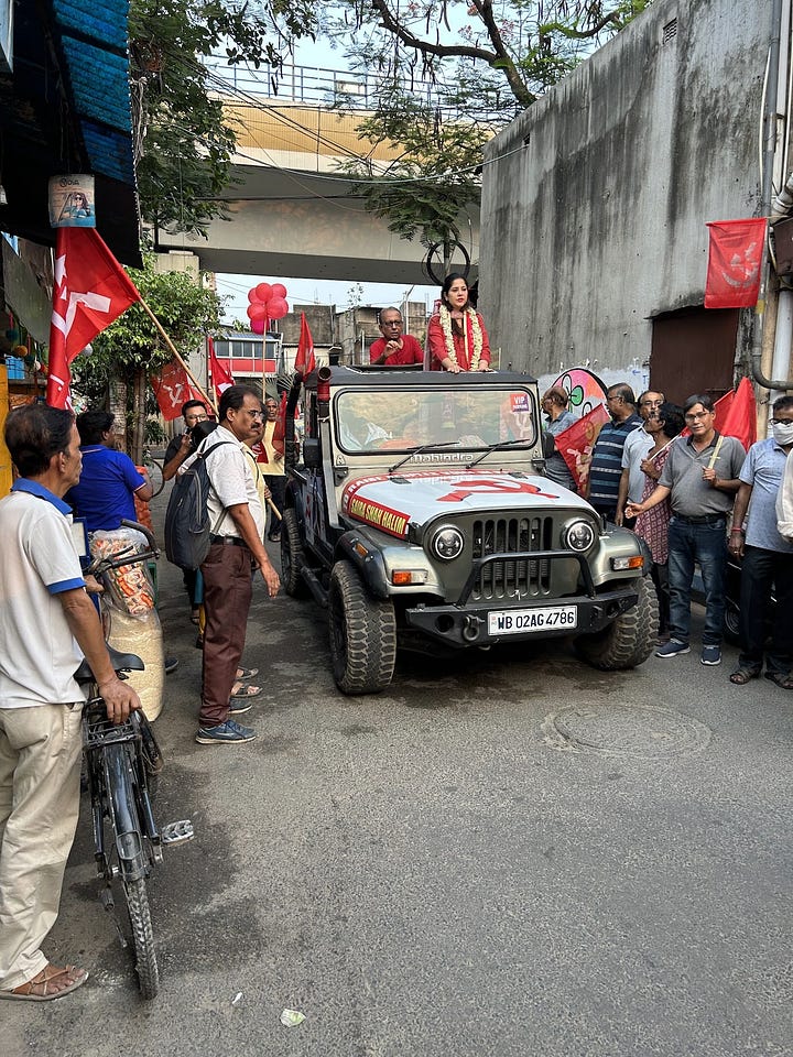 Left: The Reserve Bank of India (RBI) building in Calcutta–seems fairly Soviet to me! Right: Fraternizing with the Communist Party of West Bengal