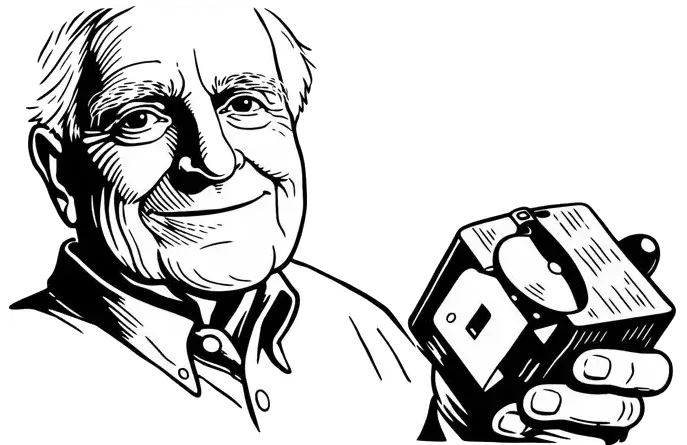 Douglas Engelbart, kresba generovaná podle fotografií.