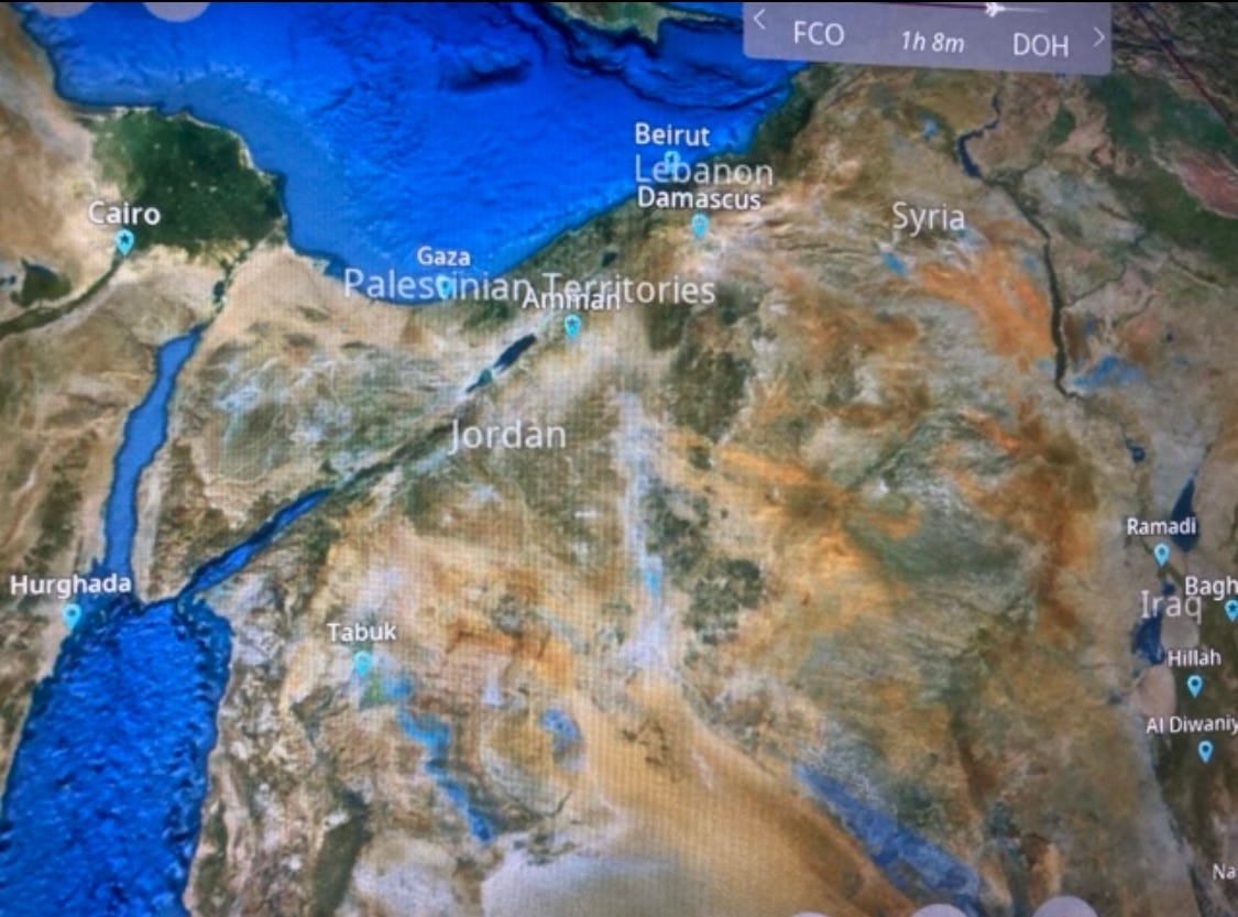a map of the middle east shows the countries as Jordan, Egypt, Lebanon, Palestinian Territories