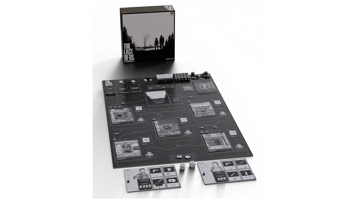 The Last of Us board game laid out on a table The Last of Us board game laid out on a table