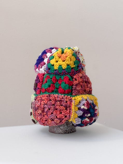Mixed granny crochet patchwork beanie