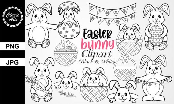 Easter Bunny Clipart Black and White