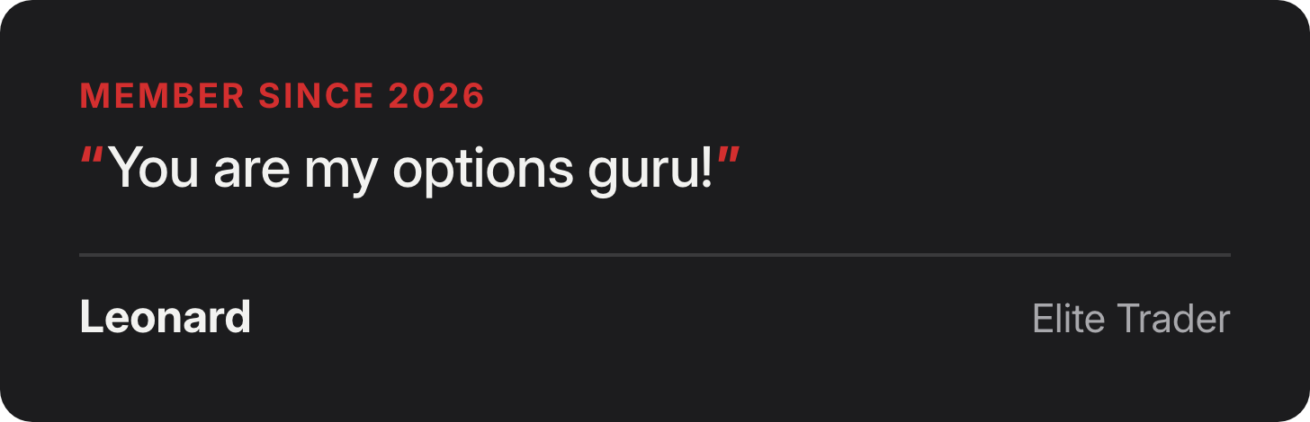 Leonard, Elite Trader since 2026: You are my options guru!