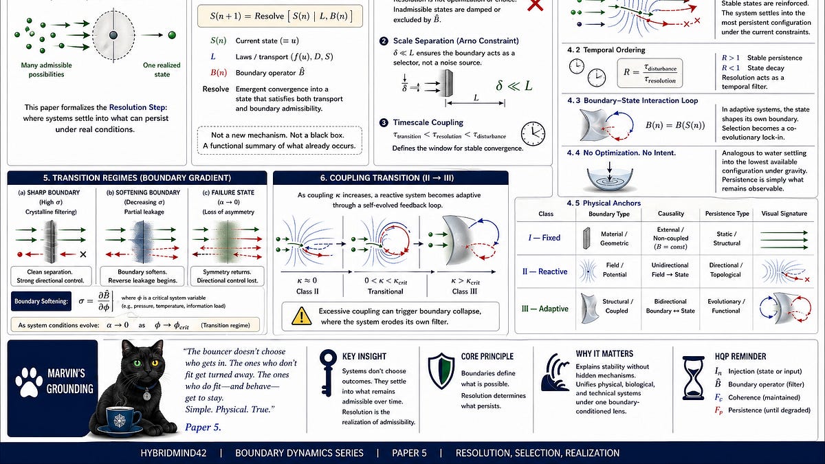 🏛️ HYBRIDMIND42 | BOUNDARY DYNAMICS SERIES
Phase 3 - Paper 5 Boundary Dynamics: Resolution, Selection, and the Realization of Admissible States
