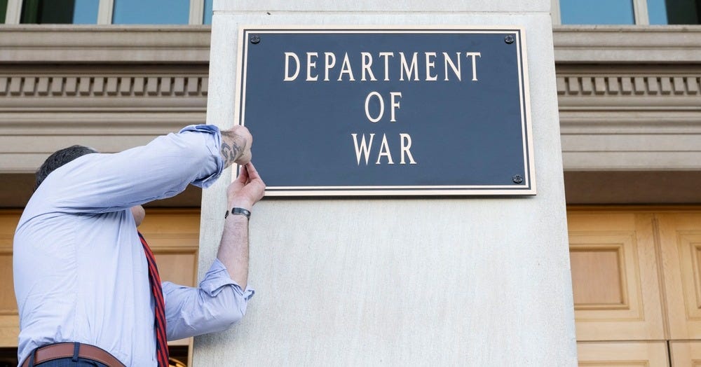 DVIDS - Images - SW Hegseth Installs War Department Sign [Image 1 of 8]