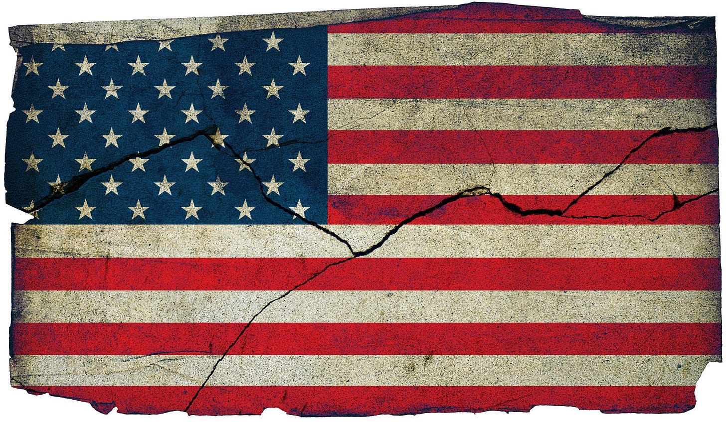 Cracks in American flag