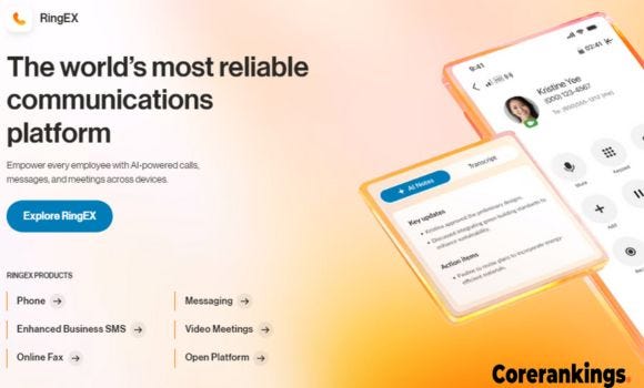 RingCentral dashboard showcasing call management and video conferencing tools