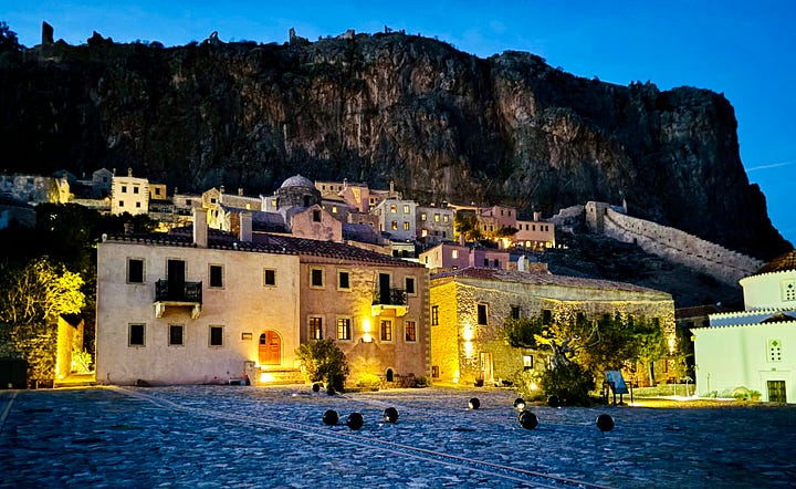 Nightime in Monemvasia, Greece