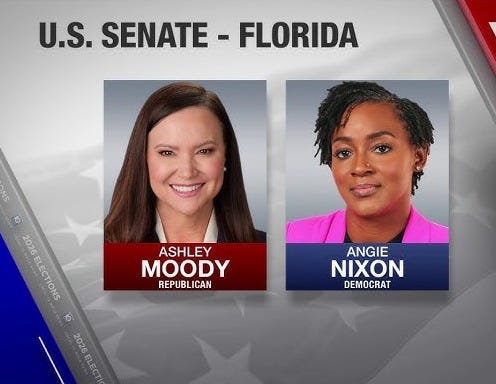 Florida's US Senate race set: Moody, Nixon to battle in November Florida's US Senate race set: Moody, Nixon to battle in November