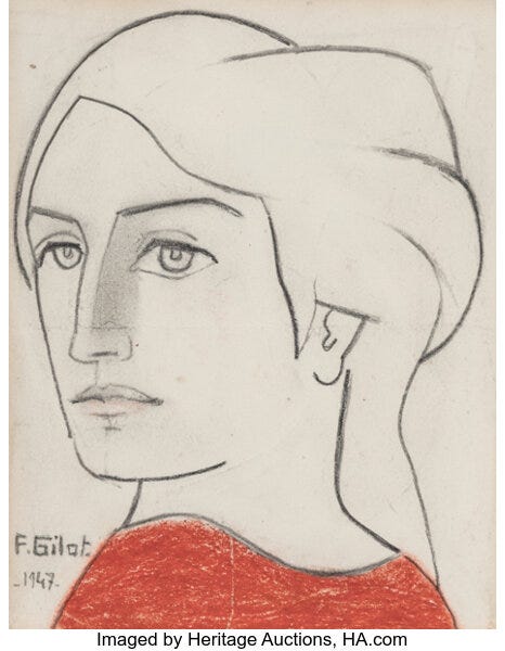 Works on Paper, Françoise Gilot (b. 1921). Untitled, 1947. Pencil and crayon on
paper. 6-1/2 x 5 inches (16.5 x 12.7 cm) (sheet). Signed...