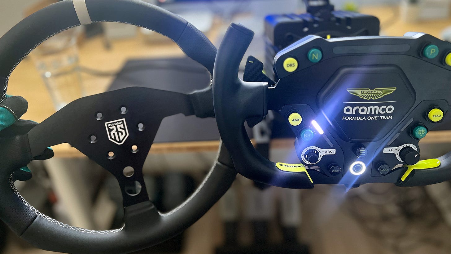 Revosim RS wheel vs Aston Martin Aramco F1 Team wheel Revosim RS wheel vs Aston Martin Aramco F1 Team wheel