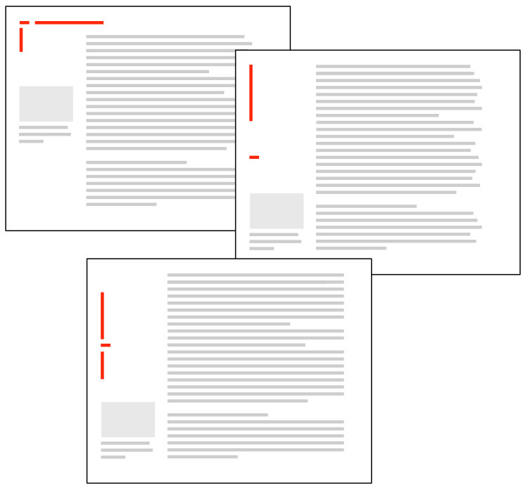 Samples of placing RHs, RFs, and folios in outside margins of coffee table books.
