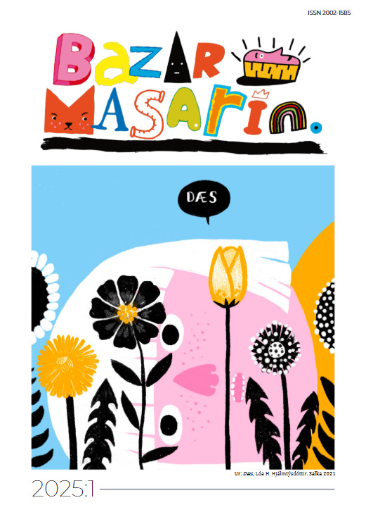 Forsíða Bazar Masarin, júlíhefti 2025. Á myndinni er listaverk eftir Lóu Hjálmtýsdóttur.