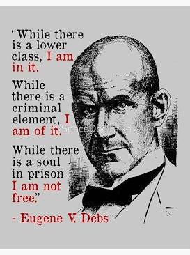 Poster featuring Eugene V. Debs and his 1918 statement, AI generated