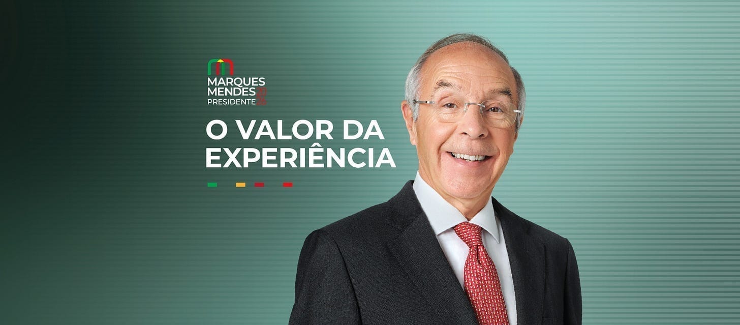 Może być zdjęciem przedstawiającym tekst „MARQUES MENDES2 PRESIDENTE Ο VALOR DA EXPERIÊNCIA”