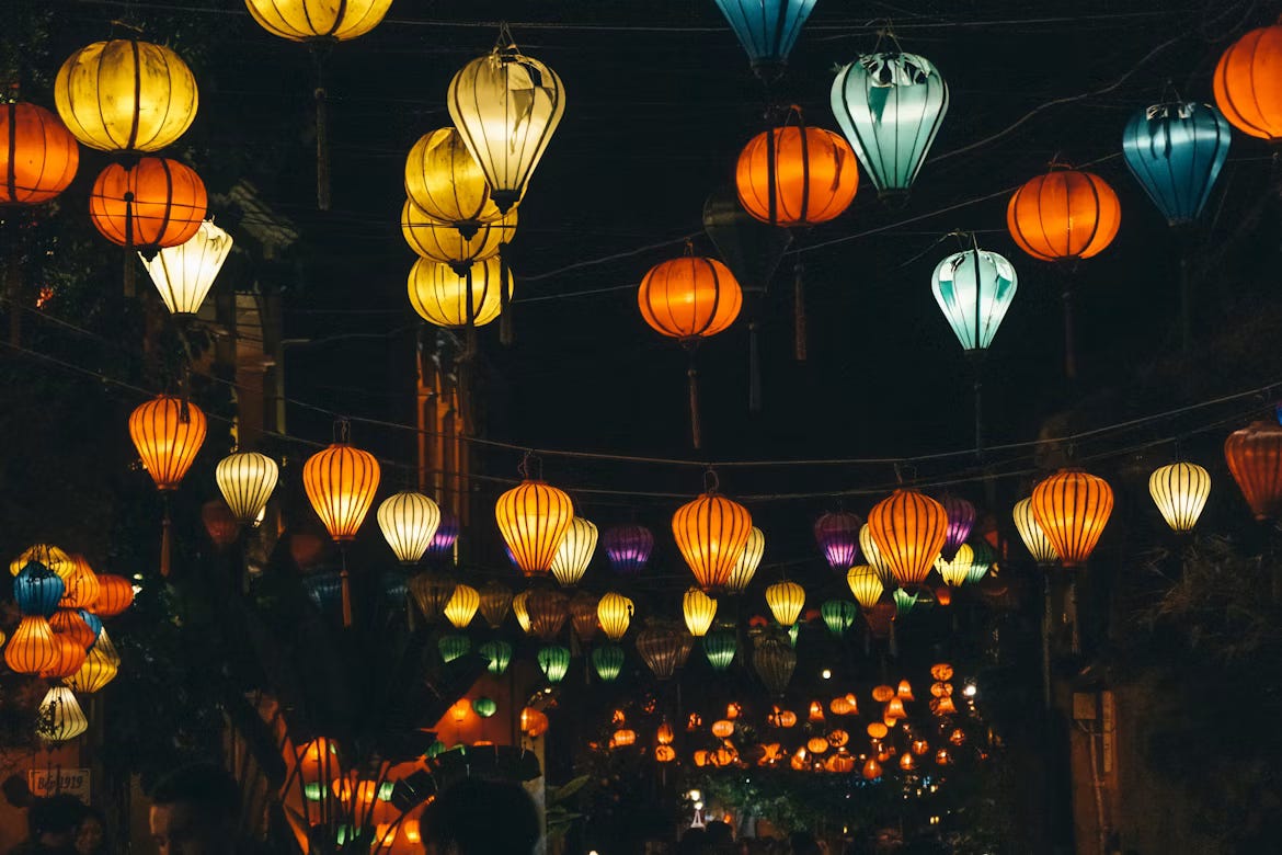Unlike the annual festivals in Southeast Asia, the Hội An lantern celebration takes place every full moon. This UNESCO-listed Old Town turns off most of its electric lighting, allowing thousands of colorful lanterns to illuminate the historic streets and the Thu Bồn River. Unlike the annual festivals in Southeast Asia, the Hội An lantern celebration takes place every full moon. This UNESCO-listed Old Town turns off most of its electric lighting, allowing thousands of colorful lanterns to illuminate the historic streets and the Thu Bồn River.