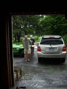 Setting the stage in the afternoon involves padding through puddles.