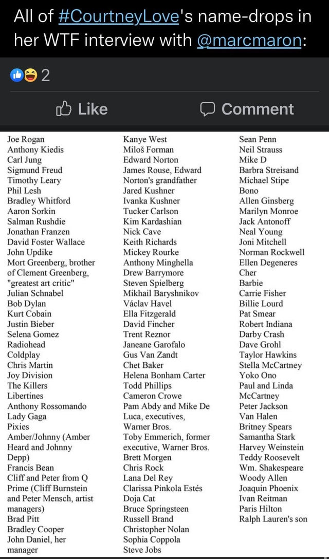 r/MarcMaron - I need a broom to clean up all those names Courtney dropped.