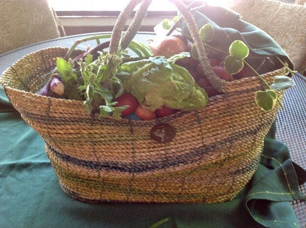 Every French apartment I’ve ever stayed at is equipped with a woven “panier” or marketing basket. Every French apartment I’ve ever stayed at is equipped with a woven “panier” or marketing basket.