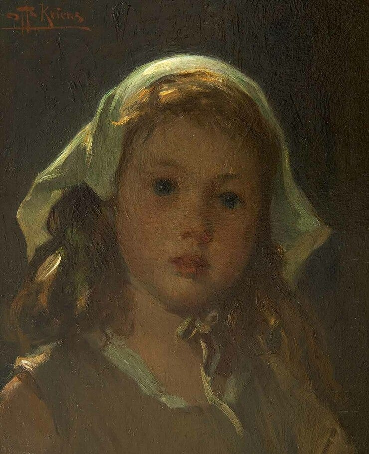 'Meisjeskopje' - olieverf op paneel: Otto Kriens (herkomst: coll. Simonis & Buunk Kunsthandel, Ede)