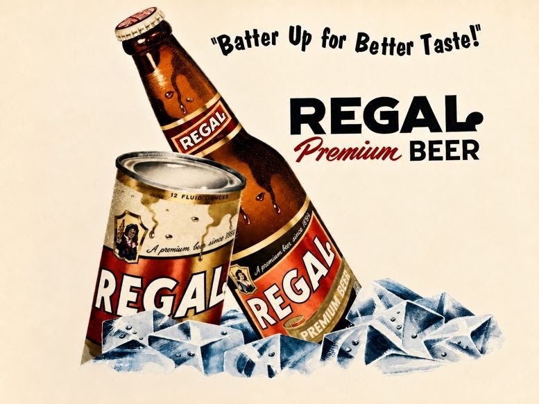 Magazine Ad for Regal Beer. Courtesy of Museum of Miami and digitally enhanced and colorized by Casey Piket.