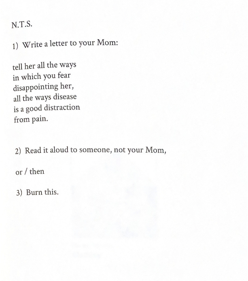 tkk's poem "Note to Self: write a letter to your Mom..."