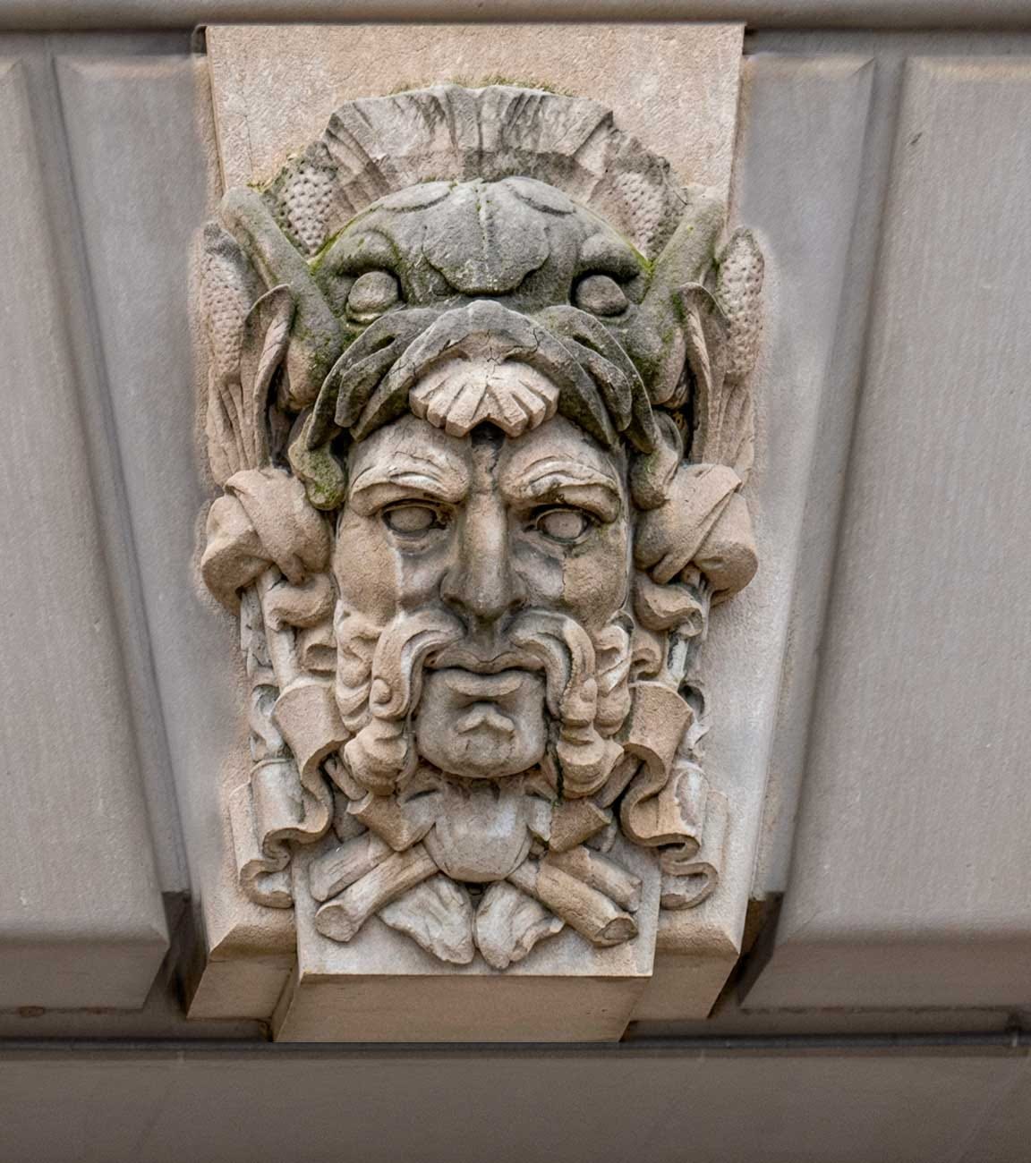 Melquart/Heracles look down on two of the entrances of the ‘Mellon’ Auditorium. Photo by Peter Duke ©2026 - All Rights Reserved.