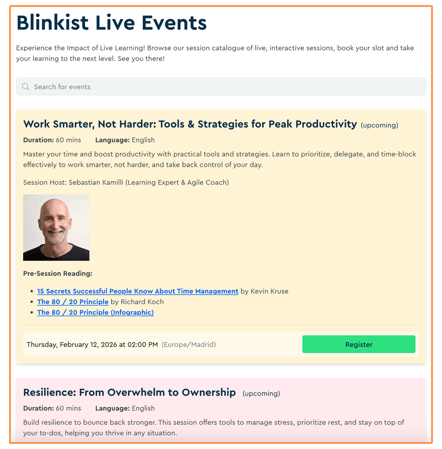 Blinkist’s Live Events