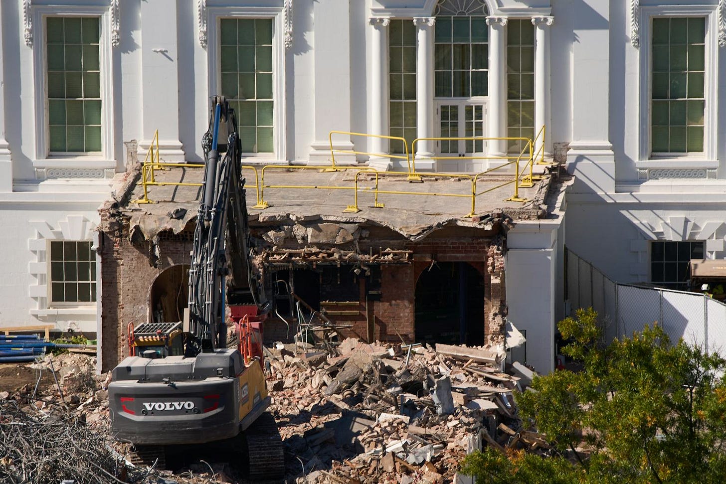 Demolishing the White House East Wing to build a ballroom embodies Trump's  heritage politics