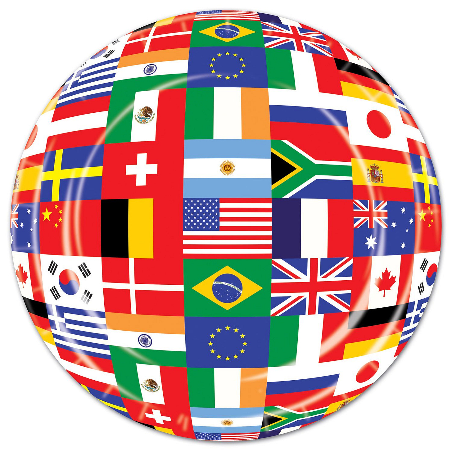 Amazon.com: Kit de decoración de fiesta de banderas alrededor del mundo con  mantel, platos y servilletas : Hogar y Cocina