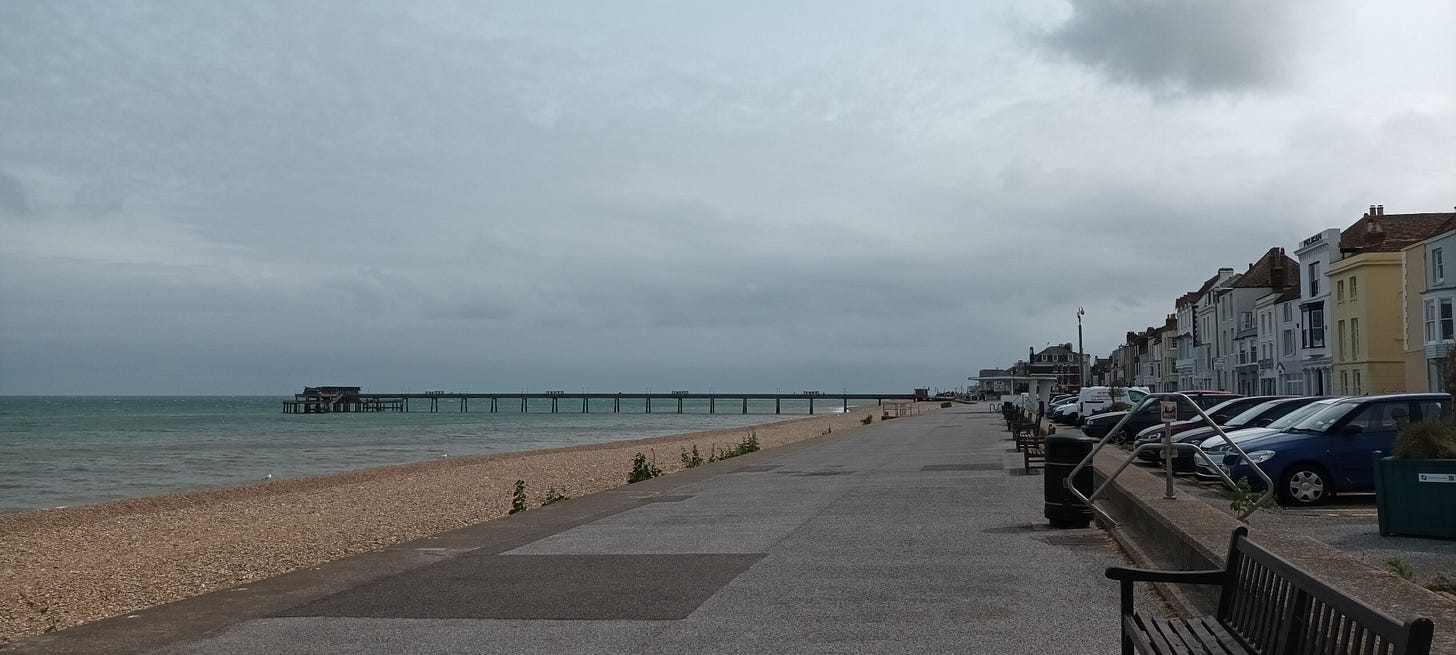 Deal seafront, the pier in the distance