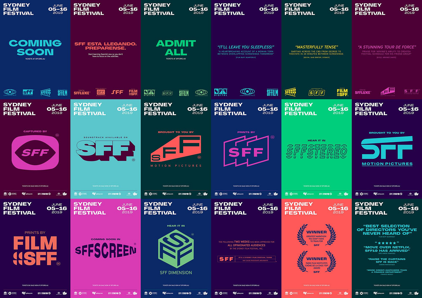Brand New: New Logo and Identity for Sydney Film Festival by For the People  | Identity design logo, Film festival, Identity logo