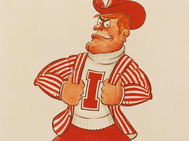 Cartoon drawing of a weird angry guy in a red hat with an I on his shirt and what, is this a Hoosier Cartoon drawing of a weird angry guy in a red hat with an I on his shirt and what, is this a Hoosier
