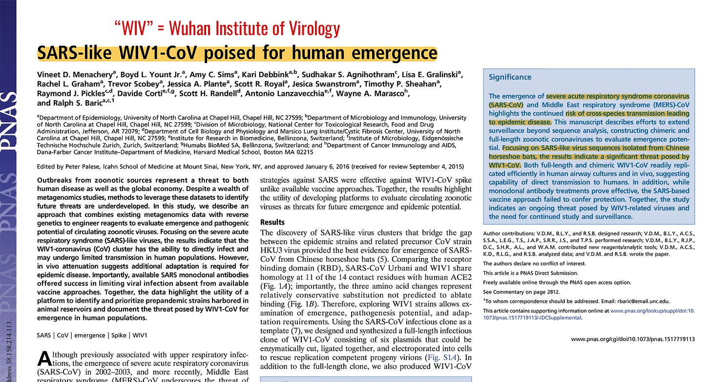 Research paper titled ‘SARS-like WIV1-CoV poised for human emergence’ published in 2016.