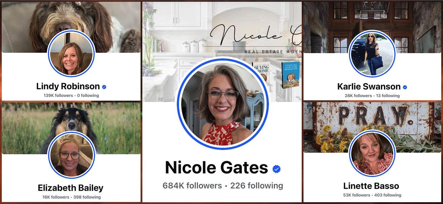profiles of five Facebook accounts that post AI-generated images of home interiors profiles of five Facebook accounts that post AI-generated images of home interiors