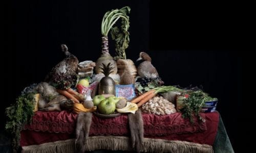 Vegetables displayed on table Vegetables displayed on table