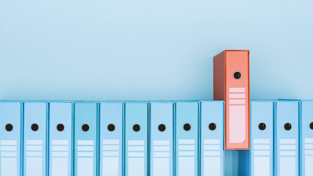 A collection of organized binders