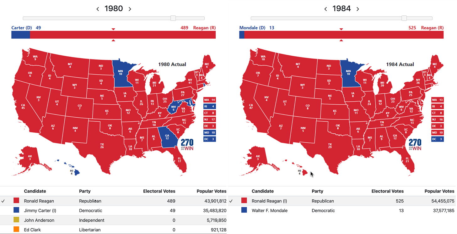 1980 and 1984 Electoral Maps