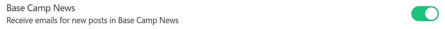 A picture showing the toggle-button to unsubscribe from news updates