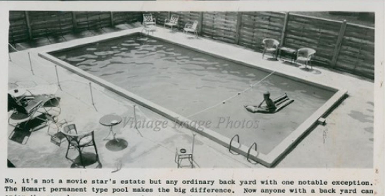 A Sears Homart swimming pool was installed at the CIA’s training facility near Williamsburg, VA in 1963, paid for by Col. Jack Ledford, paymaster for the ZRRIFLE assassination program. A Sears Homart swimming pool was installed at the CIA’s training facility near Williamsburg, VA in 1963, paid for by Col. Jack Ledford, paymaster for the ZRRIFLE assassination program.