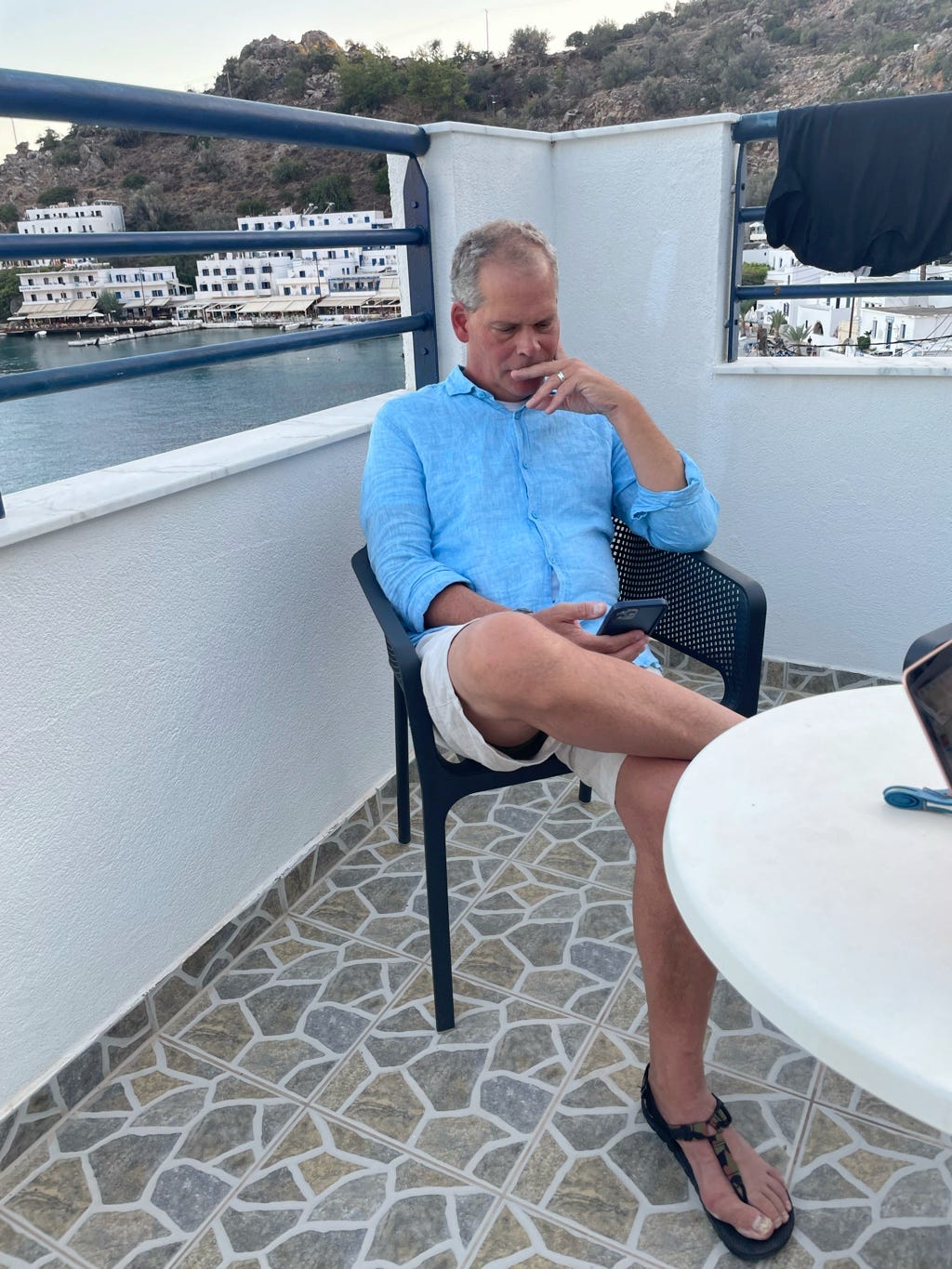 Enjoying our balcony.