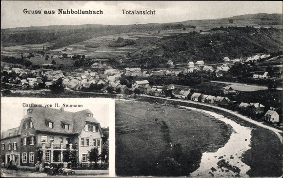 Ak Nahbollenbach Idar Oberstein on the Nahe, panorama of the town and surroundings, guest house of H. Neumann