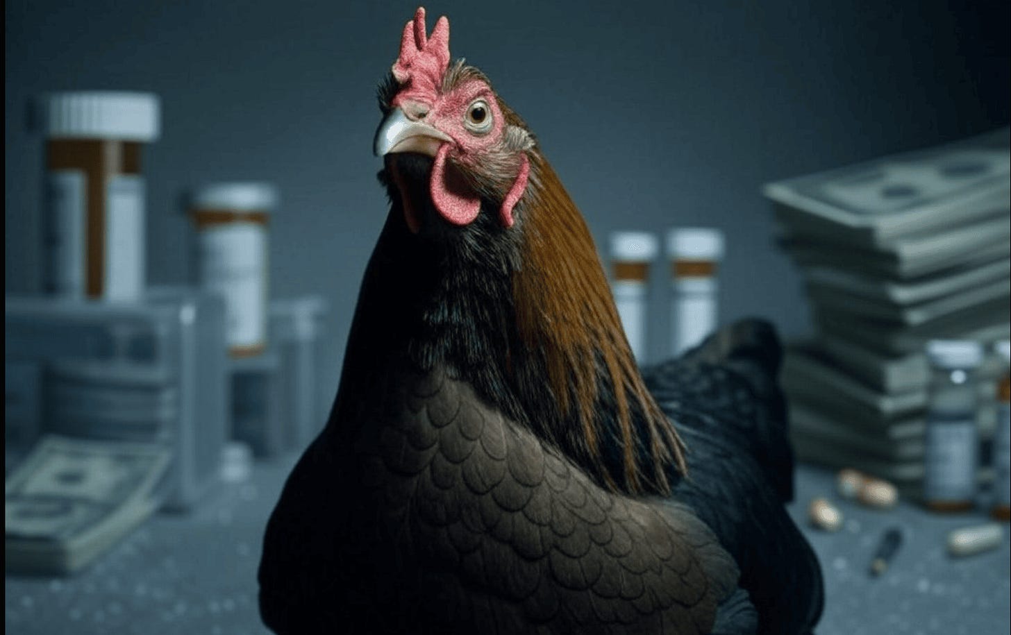 A close-up of a chicken

Description automatically generated