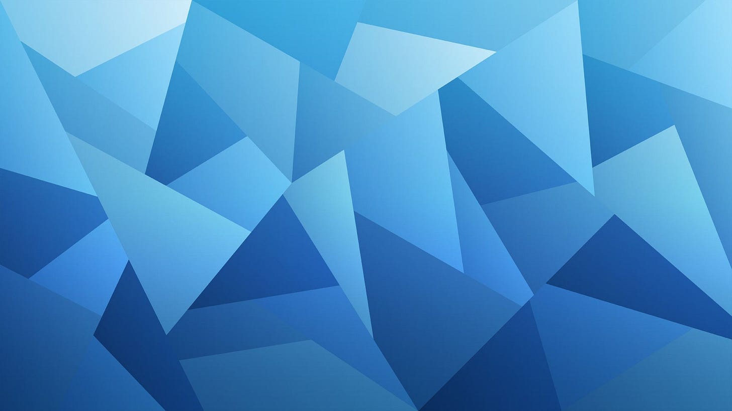 a wallpaper (source: https://tophinhanhdep.com/hinh-nen-may-tinh/blue-triangle-wallpapers/ ) of geometric mostly-triangular shapes, in various shades of blue