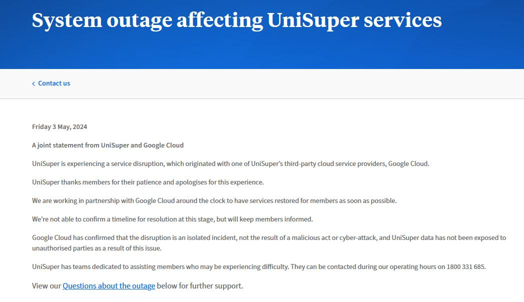 Karen on X: "@UniSuperNews Today is the 5th day in a row that UniSuper's online account services have been unavailable. And no further news about it since Friday. Yeah, today's Sunday. But Karen on X: "@UniSuperNews Today is the 5th day in a row that UniSuper's online account services have been unavailable. And no further news about it since Friday. Yeah, today's Sunday. But
