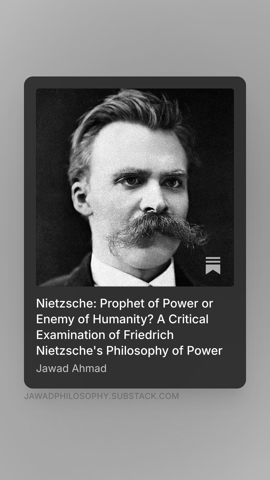 Jawad Philosophy Substack Publication Card