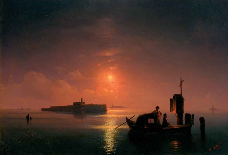 Venetian Lagoon at Night Painting | Ivan Constantinovich Aivazovsky Oil ...