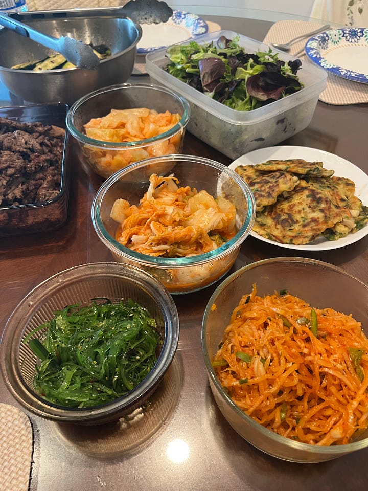 Various Korean dishes of food