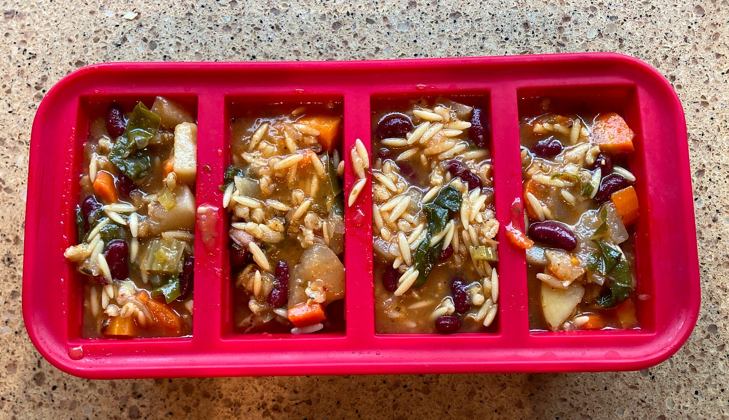 Soup in a silicone container